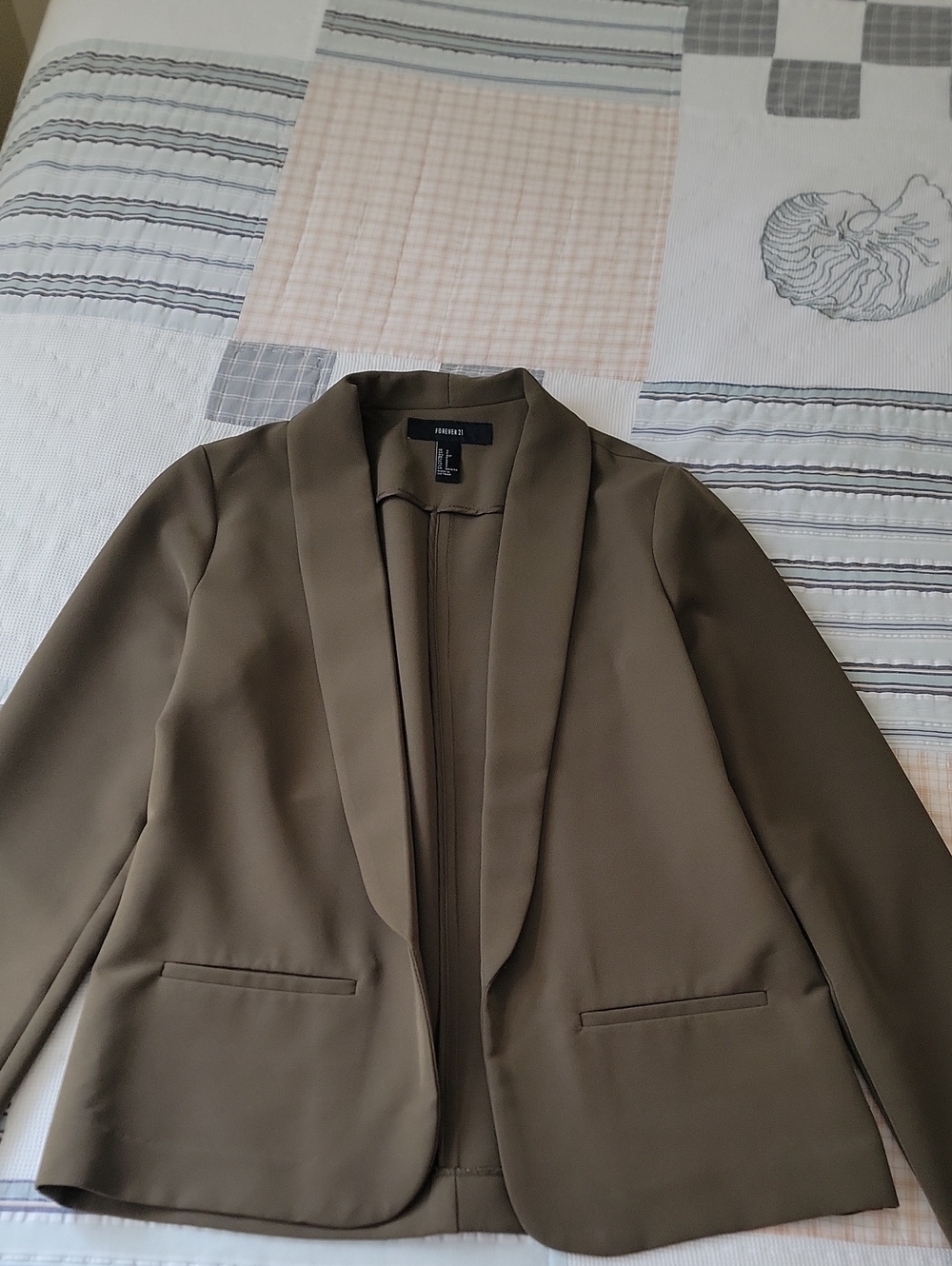 Forever 21 Men's Olive Shawl Collar Blazer